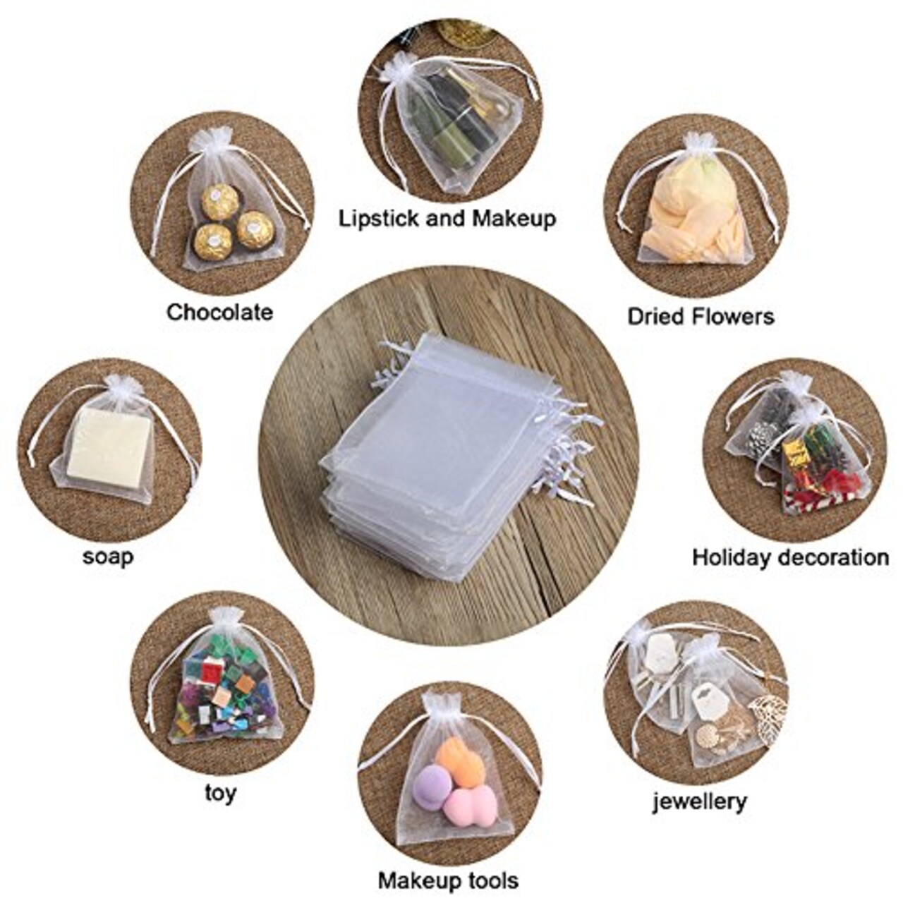 100PCS Premium Sheer Organza Bags, White Wedding Favor Bags, 4x4.72 Jewelry Gift Bags for Party, Jewelry, Christmas, Festival, Bathroom Soaps, Makeup Organza Favor Bags Wrapping Supplie